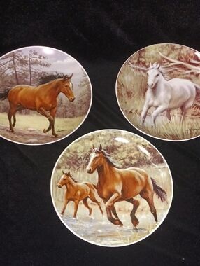 Set Of 3 Decorative Horse  Plates
